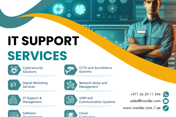 Inwider Technologies is a UAE-based IT solutions and security systems provider offering complete technology services across Dubai, Sharjah, and Ajman. The company specializes in IT infrastructure, networking, CCTV surveillance, ELV systems, access control, biometric attendance, WiFi solutions, and IT AMC support.